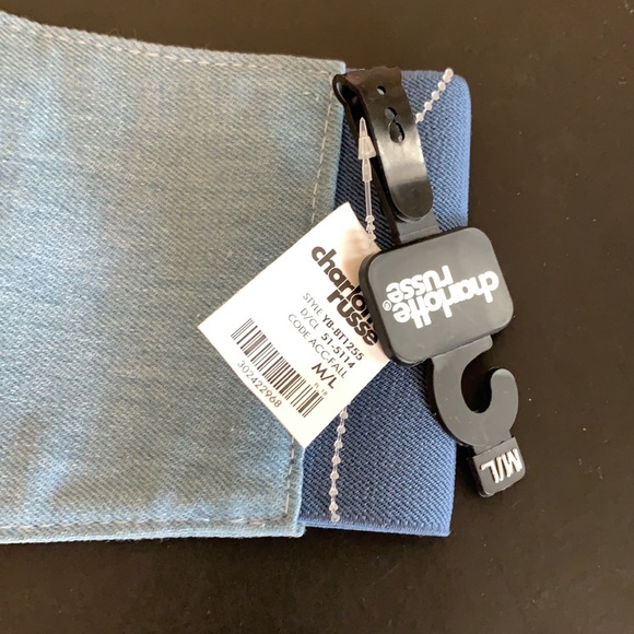 NWT Charlotte Russe Denim/Black Lace-Up Corset Bel - Picture 11 of 12